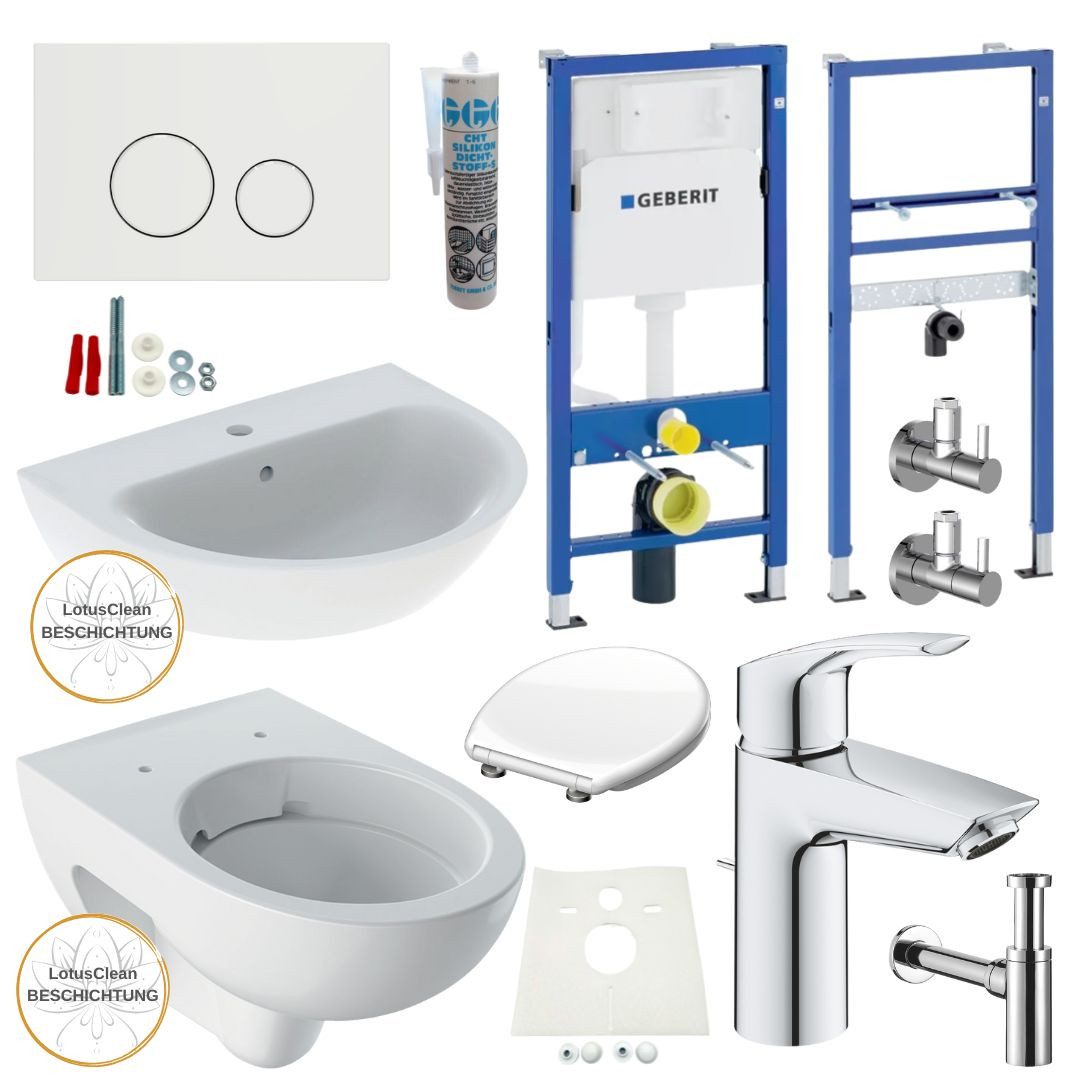 Vorwandelement WC Geberit WC Waschtisch Grohe Armatur Siphon Silikon