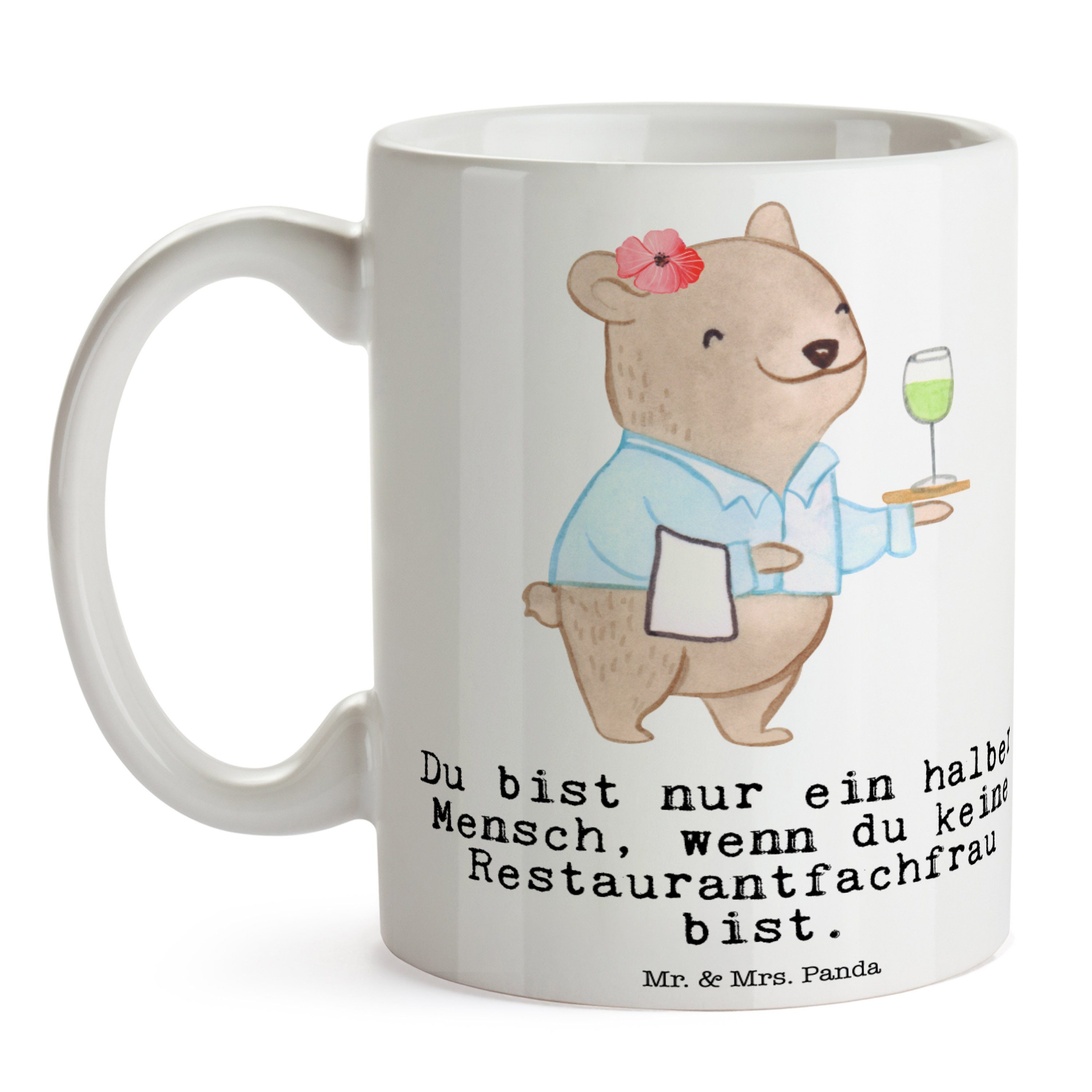 Mr. & Tasse - - mit Panda Restaurantfachfrau Tasse Weiß Sprüche, Becher, Keramik Herz Mrs. Geschenk
