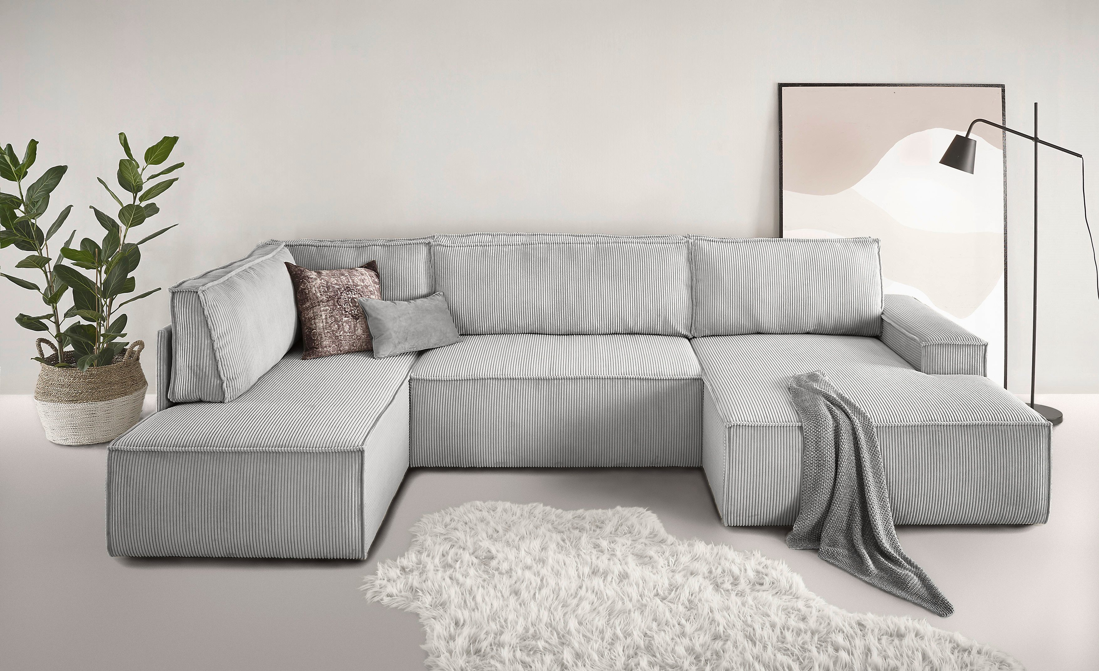 Home affaire Wohnlandschaft "SHERWOOD 329 cm, U-Form, Schlafsofa,", Schlaff günstig online kaufen
