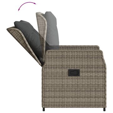 vidaXL Garten-Essgruppe 5-tlg. Garten-Essgruppe mit Kissen Grau Poly Rattan