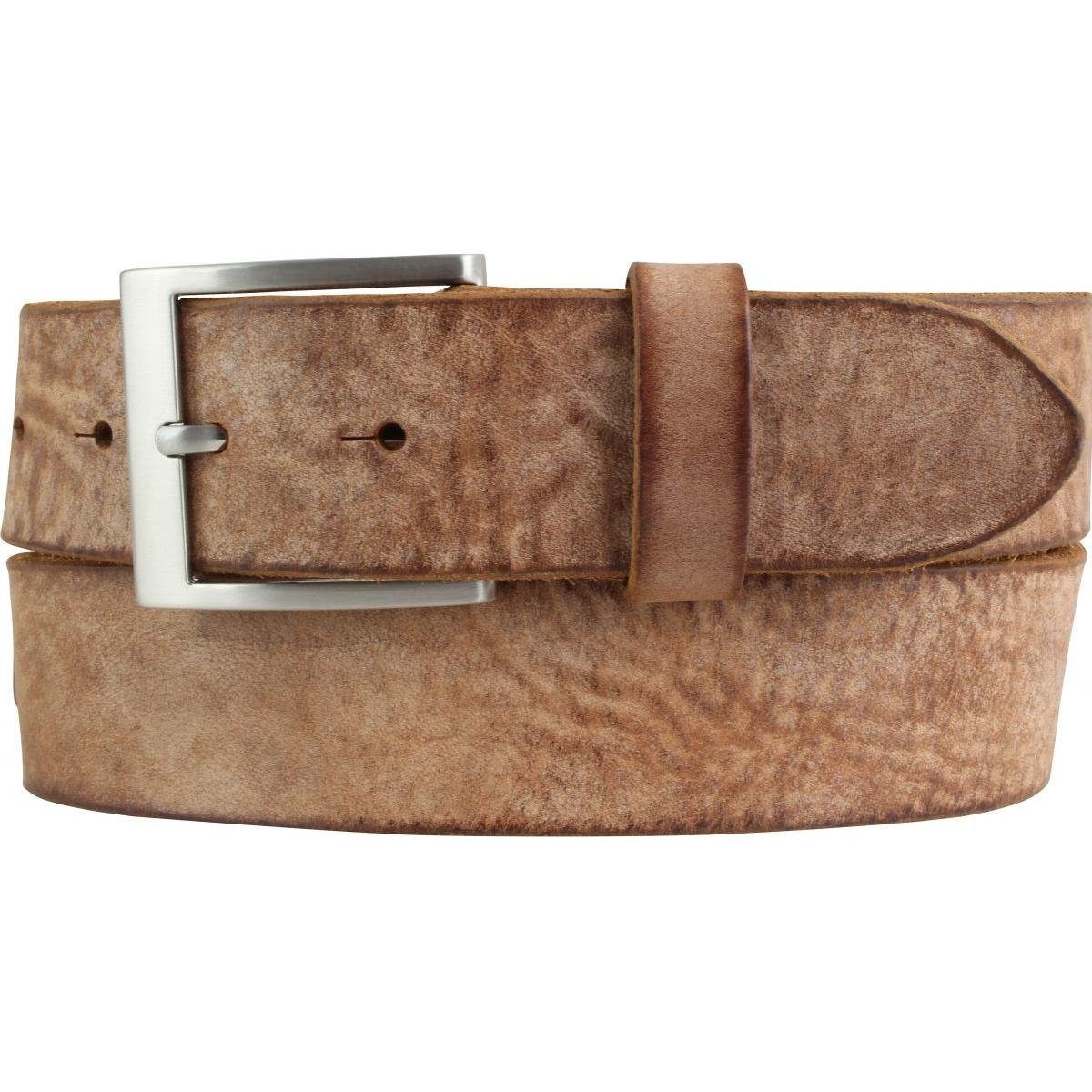 BELTINGER cm Altsilber, Vollrindleder Silber - Herren-Gürtel Ledergürtel Gürtelschnalle 4 Leder, weiches aus in weichem Vintage-Look Jeans-Gürt Cognac, Vintage