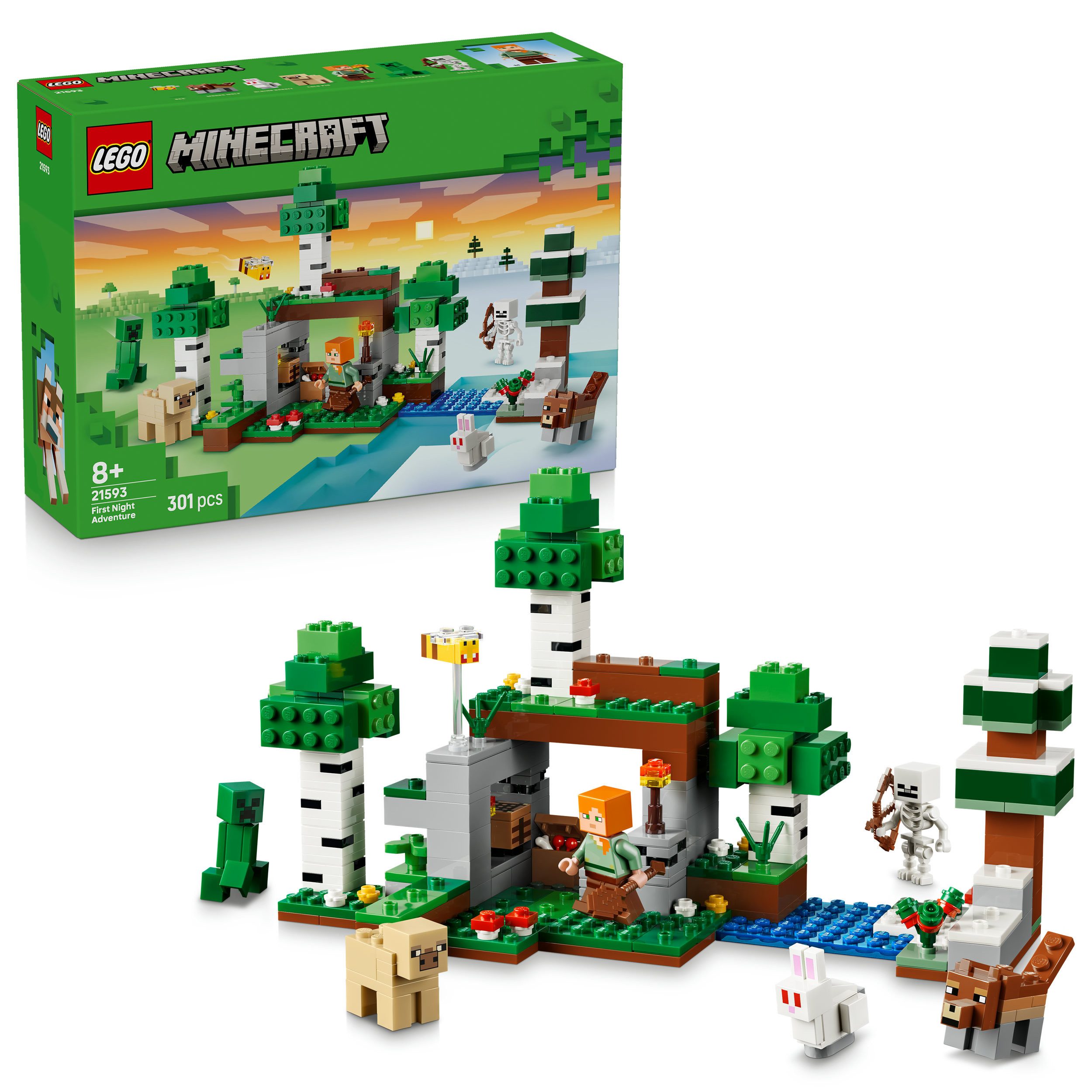 LEGO® Erstes Abenteuer in der Nacht (21593), LEGO Minecraft Konstruktionsspielsteine, (301 St), Made in Europe