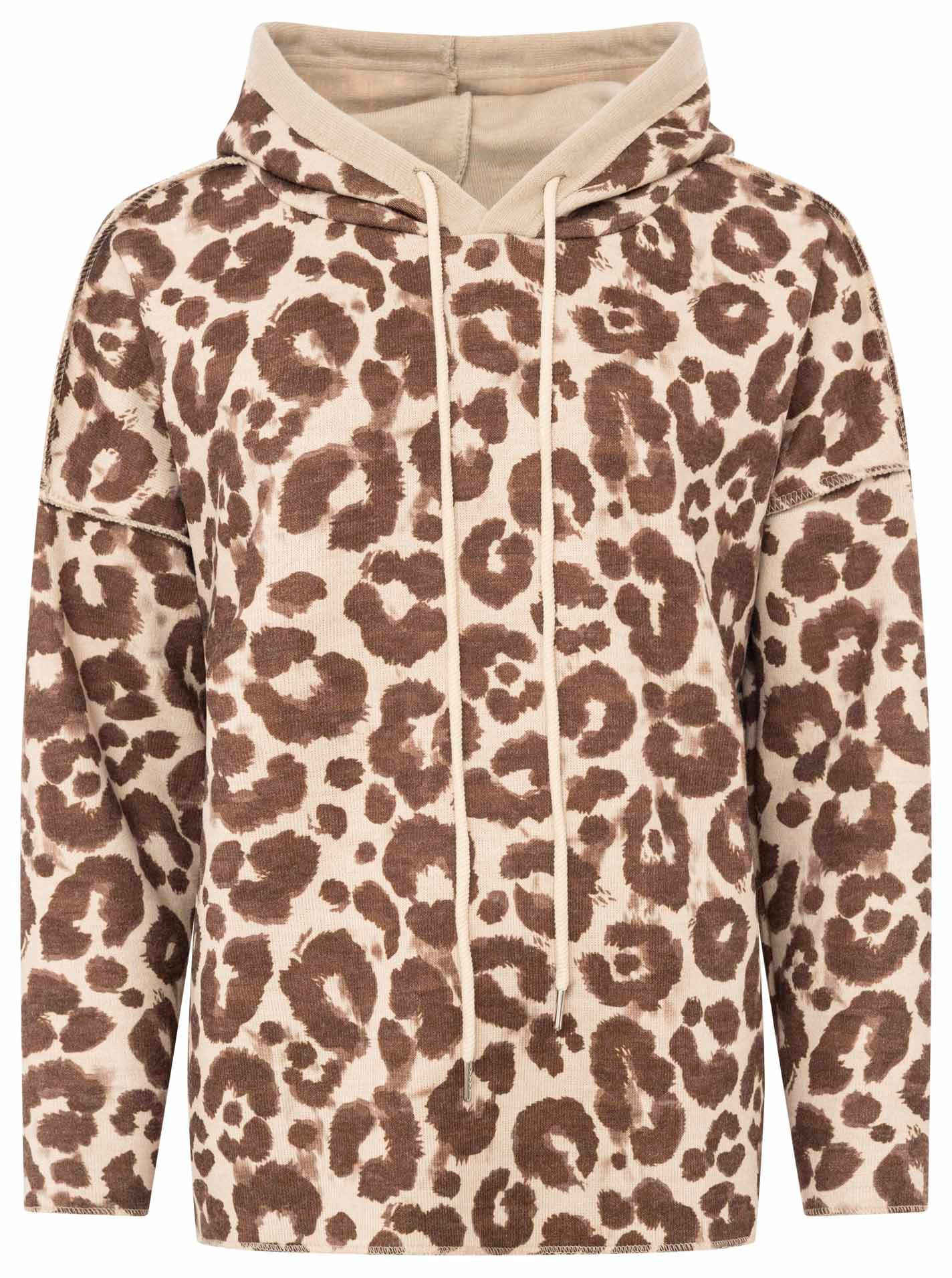 Zwillingsherz Hoodie "Leo" Kapuze, Animal-Muster, 3/4-Arm, Kordel, modisch