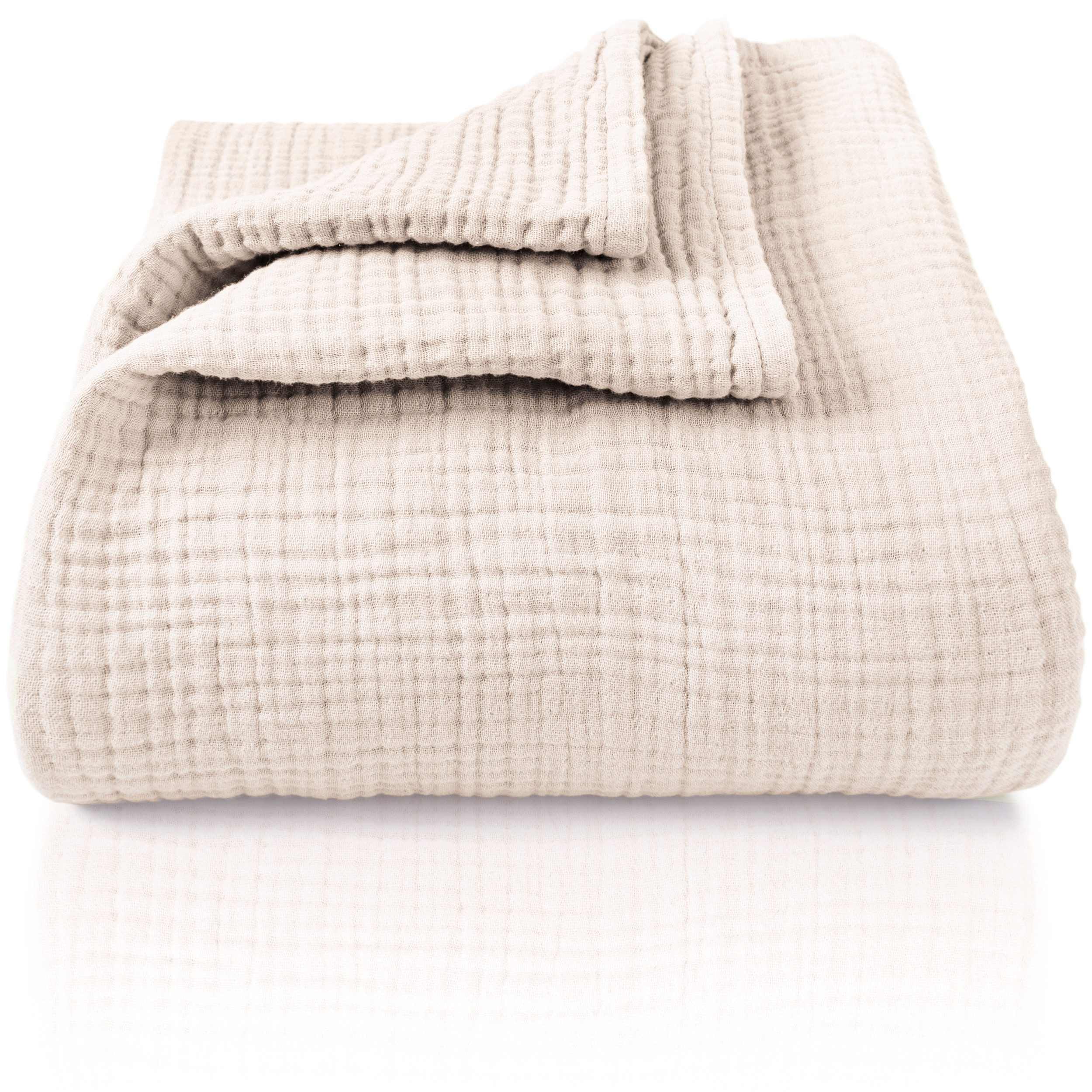 Laynenburg Tagesdecke Musselin aus 100% Baumwolle – Baumwolldecke, Kuscheldecke, Wohndecke als Sommerdecke, Bett-Überwurf, Couch-Überwurf, Sofa-Decke