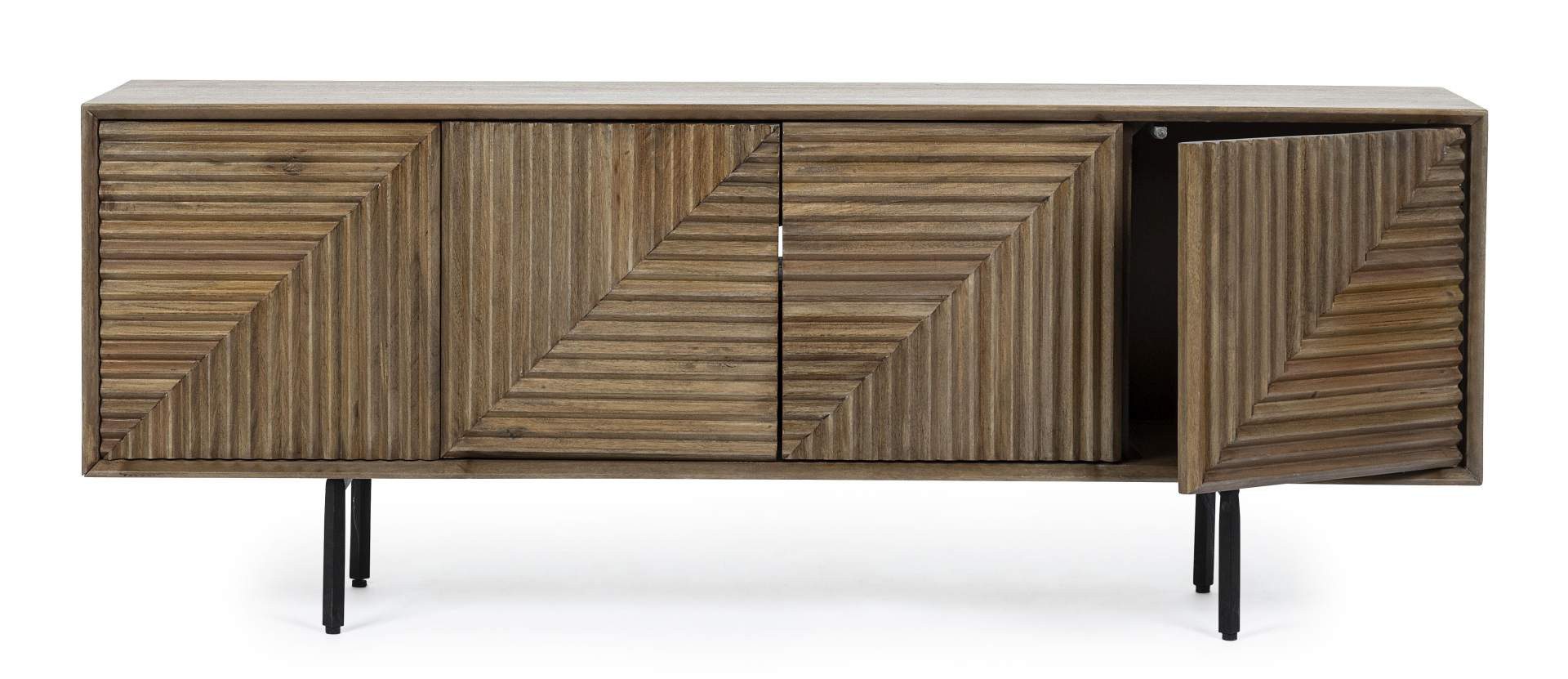 Feeling4Home TV-Board Darsey aus Mangoholz, 140 cm, Push-to-Open-System