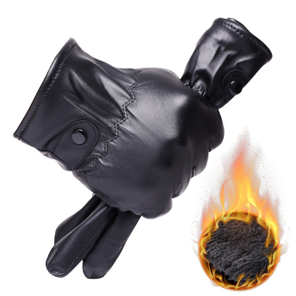 LAPA HOME Lederhandschuhe PU-Leder Touchscreen Handschuhe Herren Leder Winterhandschuhe (Paar) mit Leatherette Warm Fleece Autofahrer Handschuhe