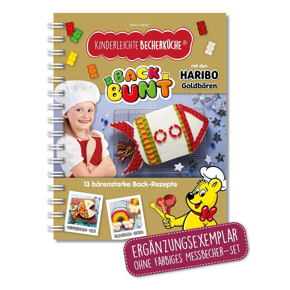 Kinderleichte Becherküche Back-Set Buch Band 10 Back bunt mit den Haribo Goldbären (DIN-A5), (1-tlg), Kreatives Backen für Kinder