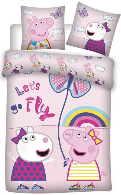Babybettwäsche »Peppa Wutz Pig - Baby-Bettwäsche für Mädchen mit Wendemotiv, 100x135 & 40x60 cm«, Peppa Pig, 100% Baumwolle