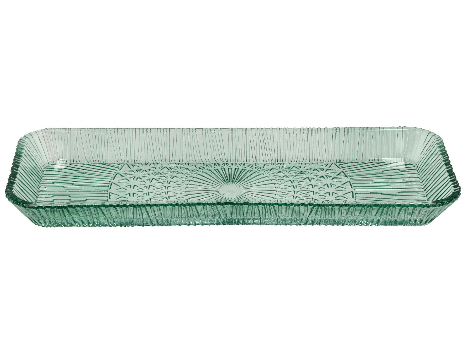 Bitz Servierplatte Kusintha Servierplatte rechteckig grün 38 x 14cm, Glas, (Platten), Servierplatte rechteckig Kusintha 38 x 14 cm Grün