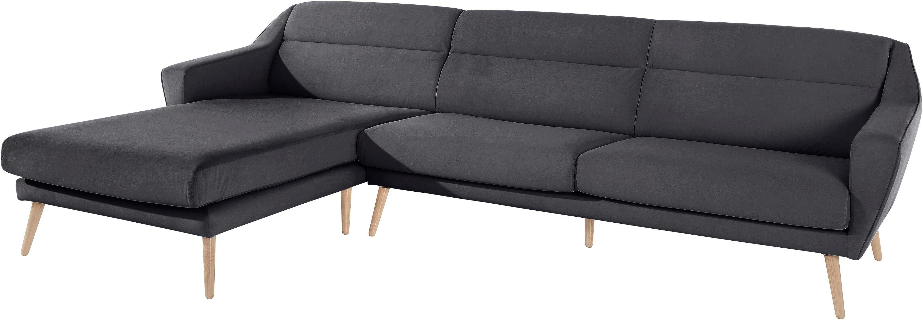 andas Ecksofa "Bille L-Form" mit Naht im Rückenkissen und Beinen aus Eichen günstig online kaufen