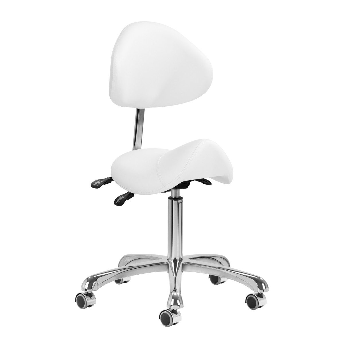 Giovanni Arbeitshocker Kosmetikhocker Giovanni 1004 weiss mit silbernem Fussgestell