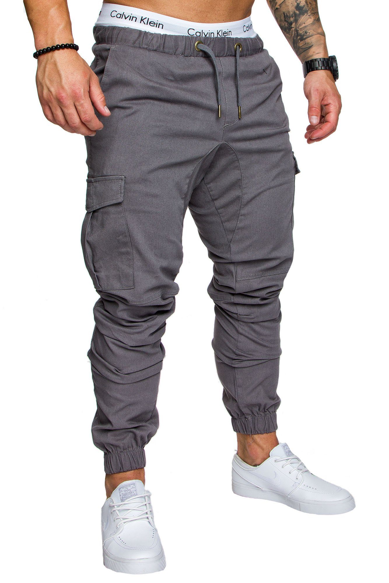 Dunkelgrau LOS ANGELES Amaci&Sons Cargo Chinohose Jogger-Chino