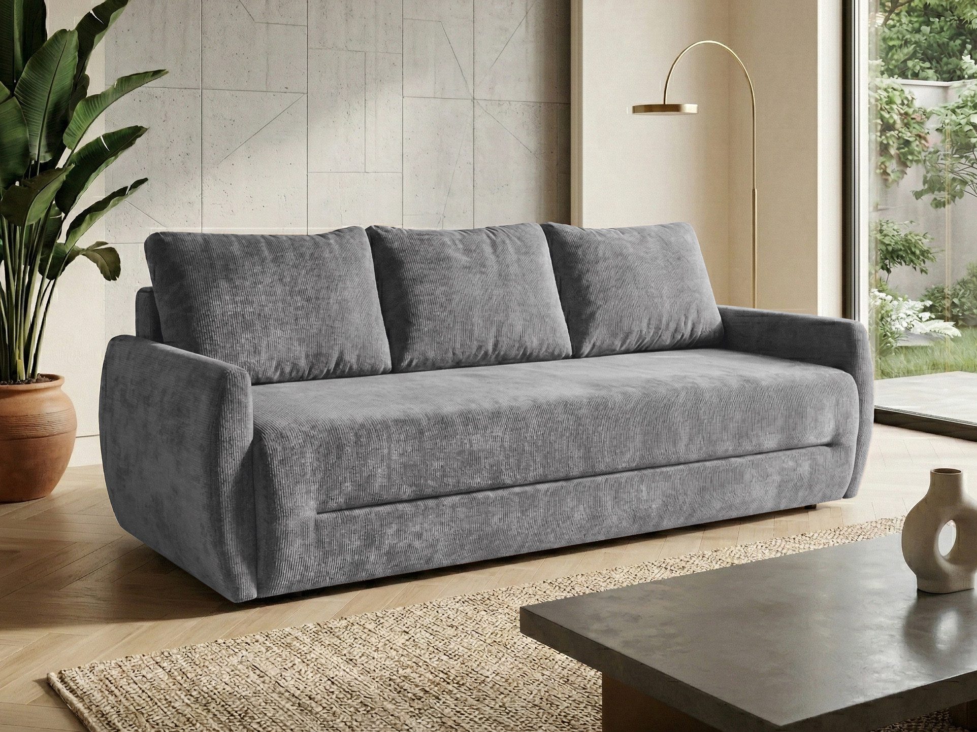 Beautysofa Schlafsofa 3-Sitzer PIERO mit Bettkasten und DL-Funktion, Couch mit Schlaffunktion, Bonellfederung, modernes 3-Sitzer Sofa ausziehbar