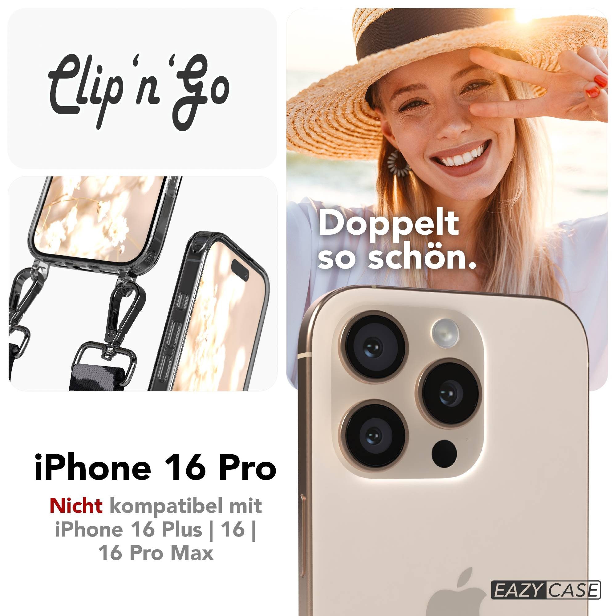 EAZY CASE Handykette Umhängeband MagSafe Hülle für Apple iPhone 16 Pro 6,3 Zoll, Handyhülle mit Kordel MagSafe Handyband Camouflage zum Umhängen