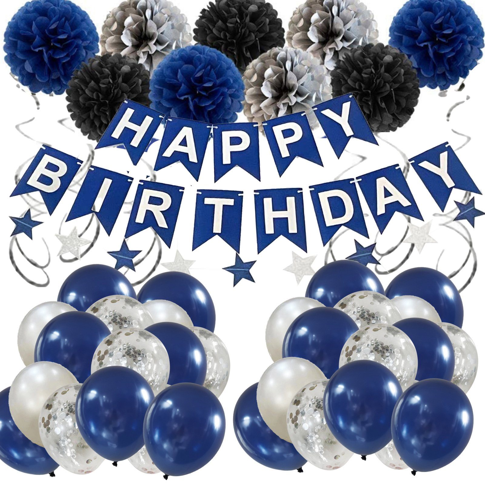 OUSPO Luftballon Geburtstagsdeko,Marineblau Geburtstag Partydekoration für  Männe