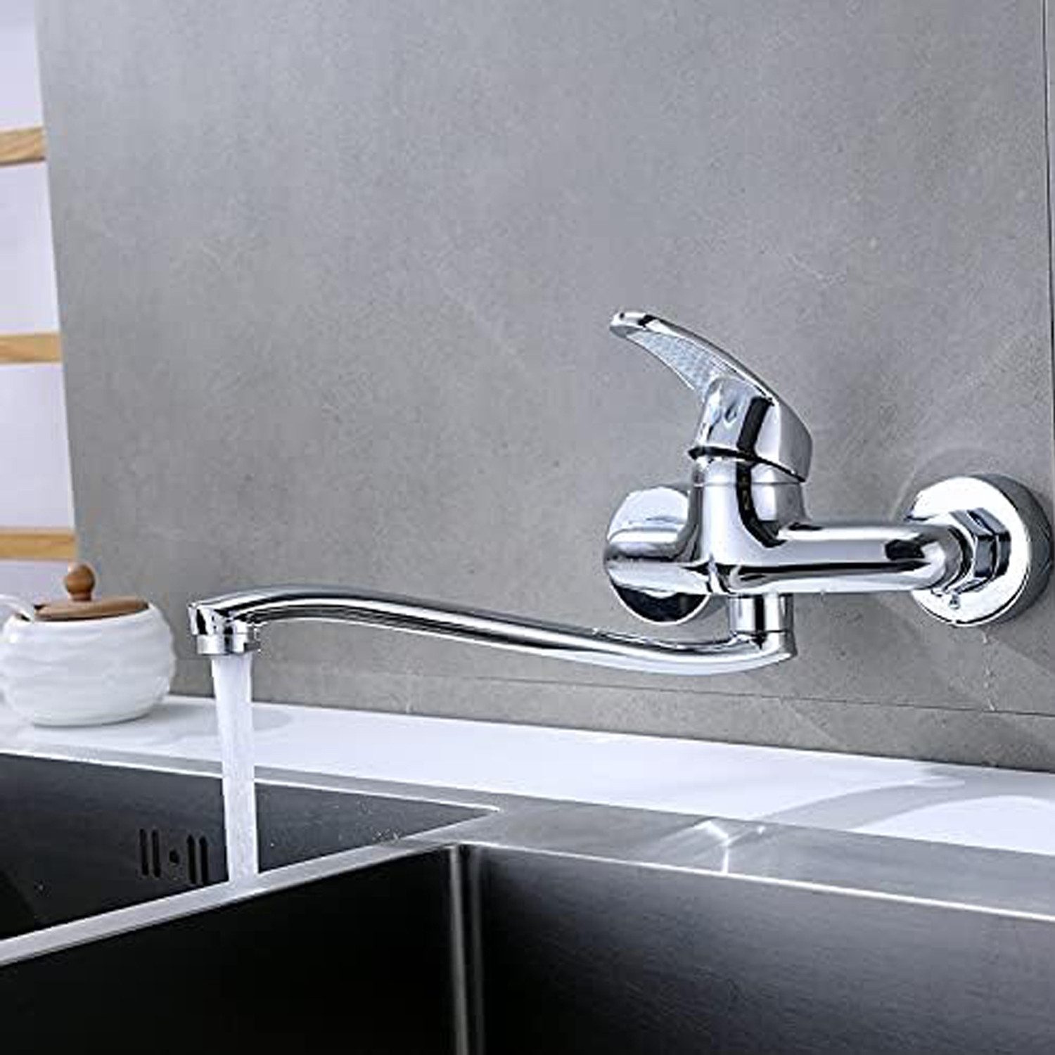MODFU Spültischarmatur Küchenarmatur Wand Wasserhahn Waschtischmischer günstig online kaufen