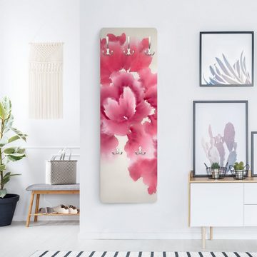 Bilderdepot24 Garderobenpaneel beige Abstrakt Blumen Floral Muster Künstlerische Flora I Design (ausgefallenes Flur Wandpaneel mit Garderobenhaken Kleiderhaken hängend), moderne Wandgarderobe - Flurgarderobe im schmalen Hakenpaneel Design