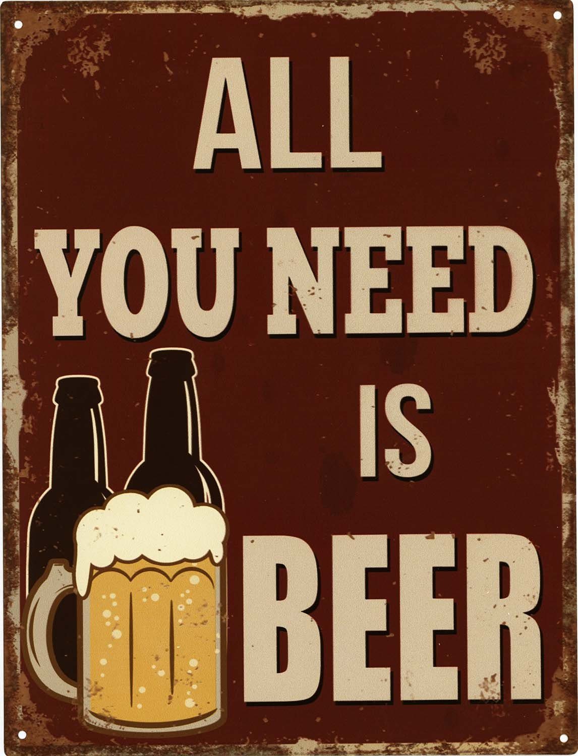 Metallschild Blechschild All you Need is Beer