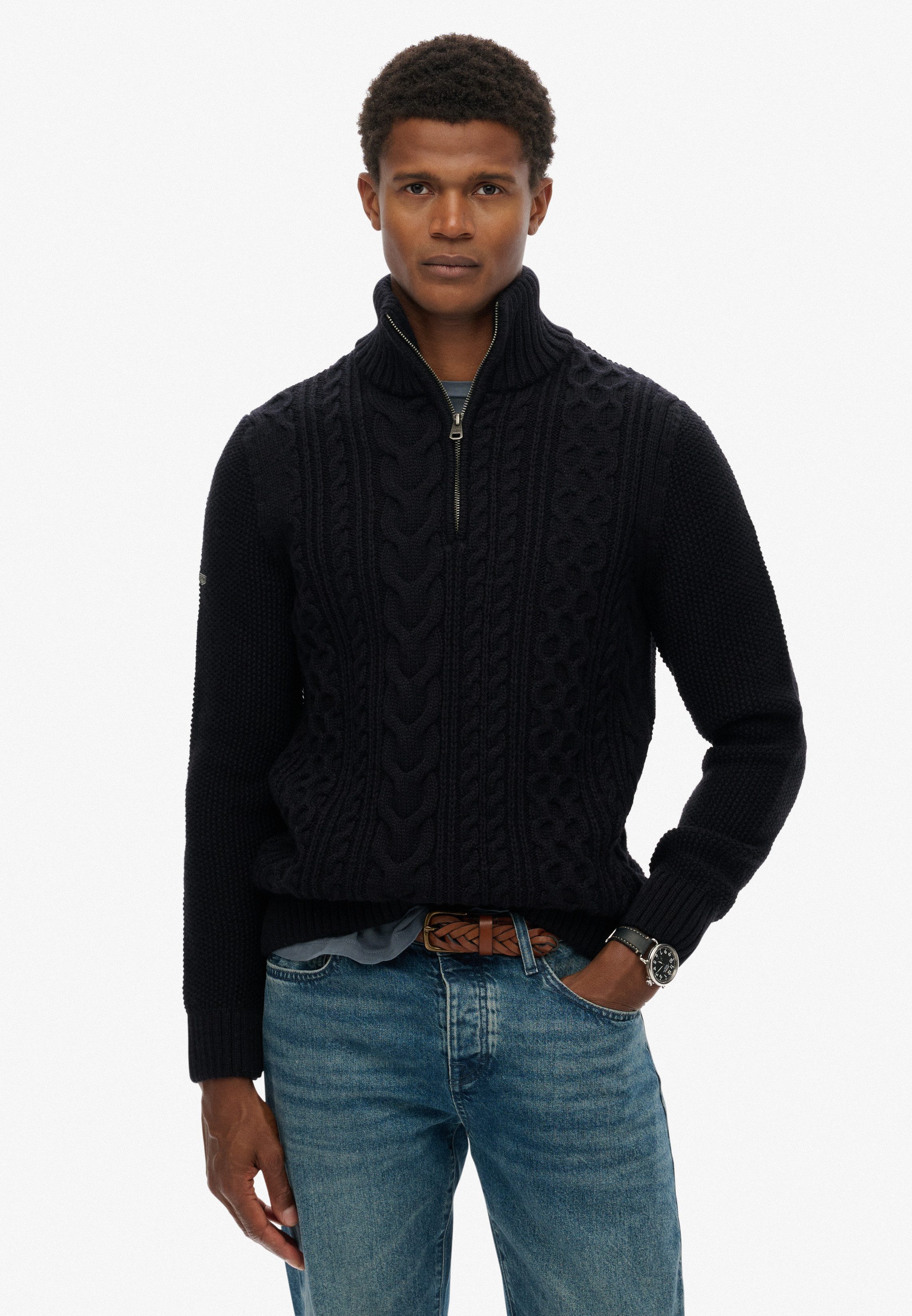 Superdry Вязаные свитера JACOB CABLE KNIT HALF ZIP