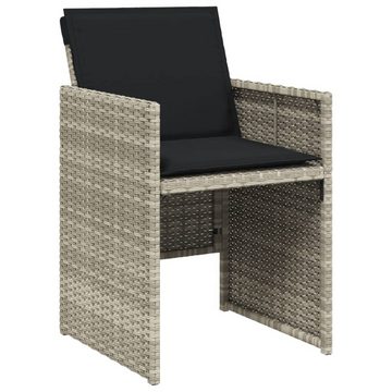 vidaXL Garten-Essgruppe 11-tlg. Garten-Essgruppe mit Kissen Hellgrau Poly Rattan, (11-tlg)