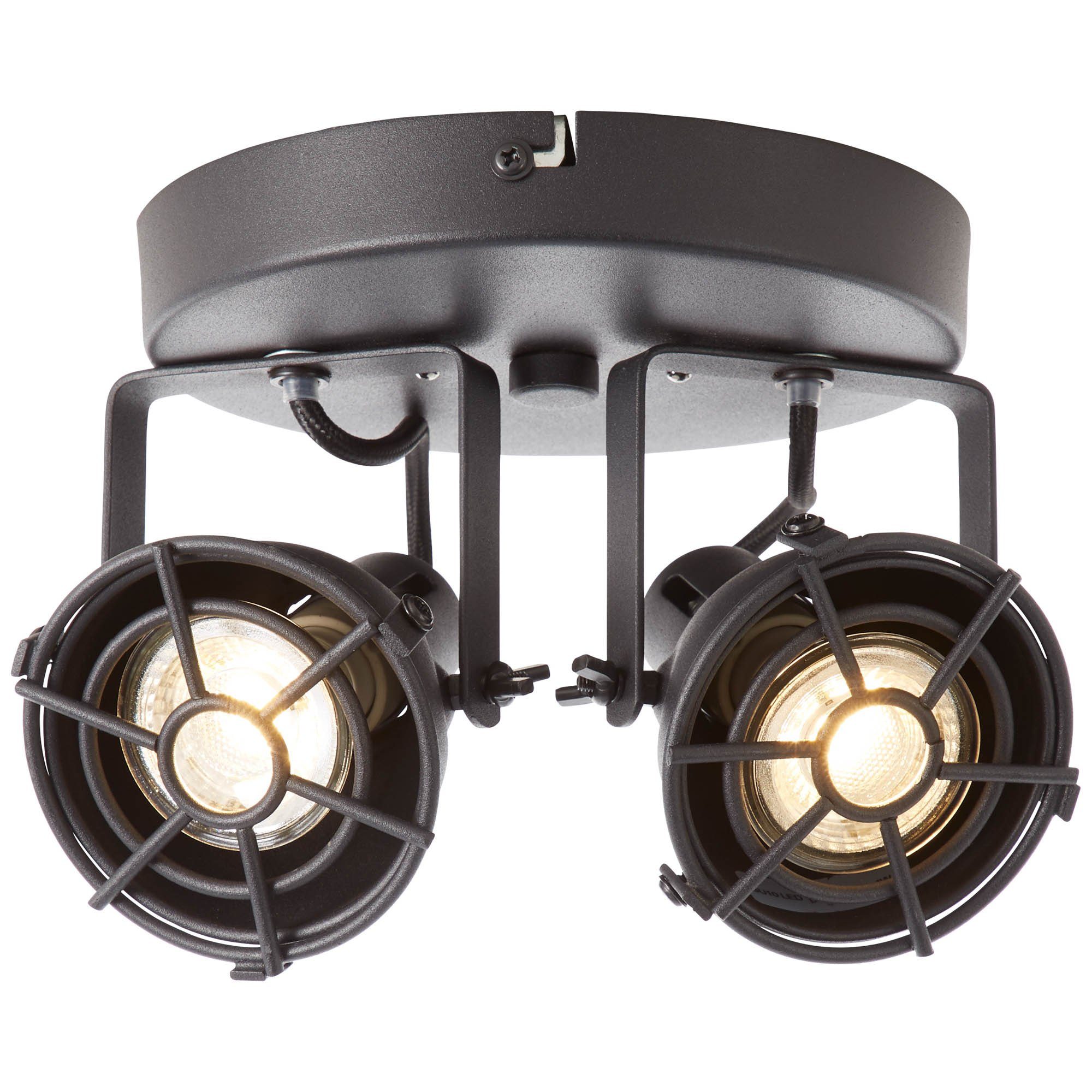 Brilliant Deckenleuchte Jesper, 3000K, Lampe Jesper LED Spotrondell 2flg  schwarz korund 2x LED-PAR51, GU10