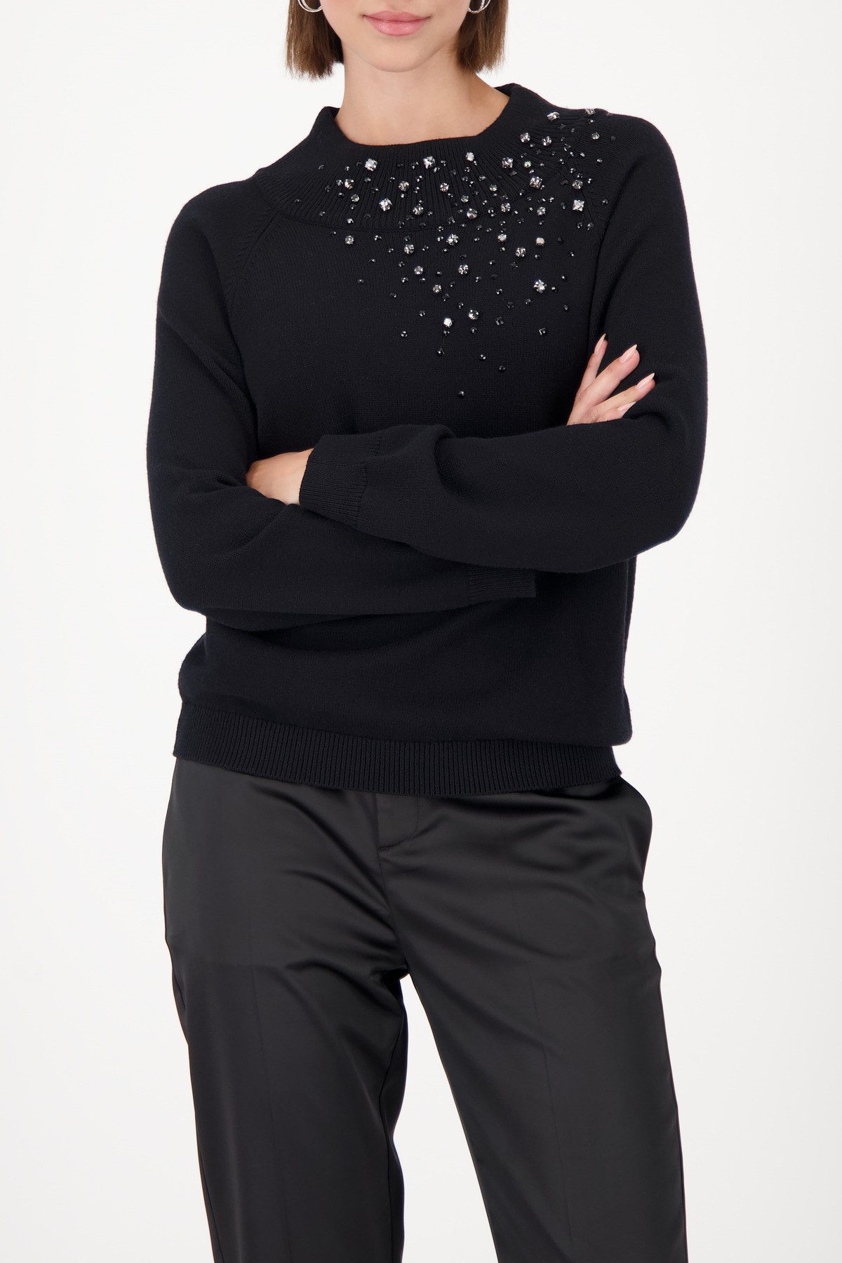 Monari Strickpullover Pullover Schmucksteine Regular fit mit Stehkragen günstig online kaufen