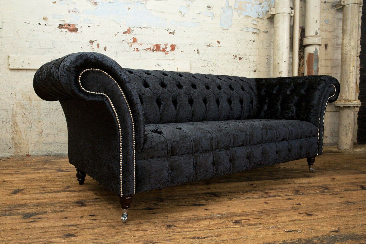 JVmoebel Chesterfield-Sofa Sofa Chesterfield Original Polster Microfaser Couchen Neu Webstoff, Die Rückenlehne mit Knöpfen.