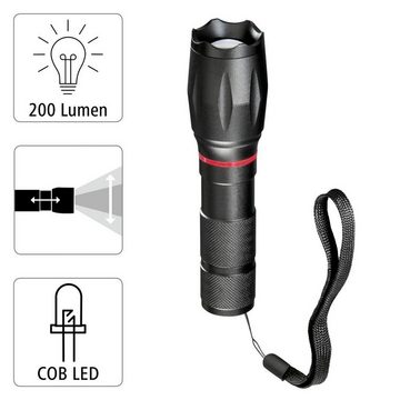 Hama LED Taschenlampe LED-Taschenlampe "Solid Pro", 200 Lumen, 5 W, - LED-Farbe: Weiß - Durchmesser: 3,5 cm - Batterietyp: AAA Micro