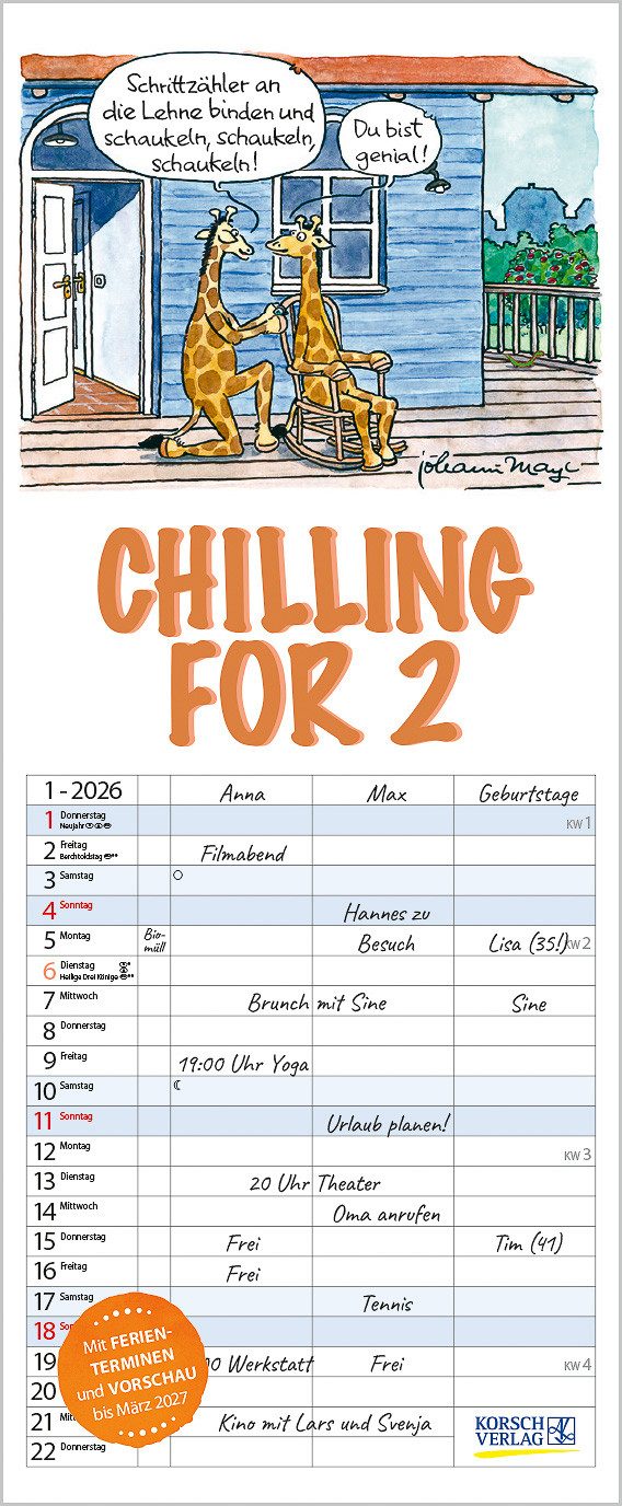 Korsch Verlag Семейный календарь Korsch Календари Chilling for 2 2026