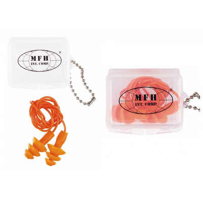 MFH Gehörschutzstöpsel Gehörschutzstöpsel, orange, mit Transportbox, wiederverwendbar