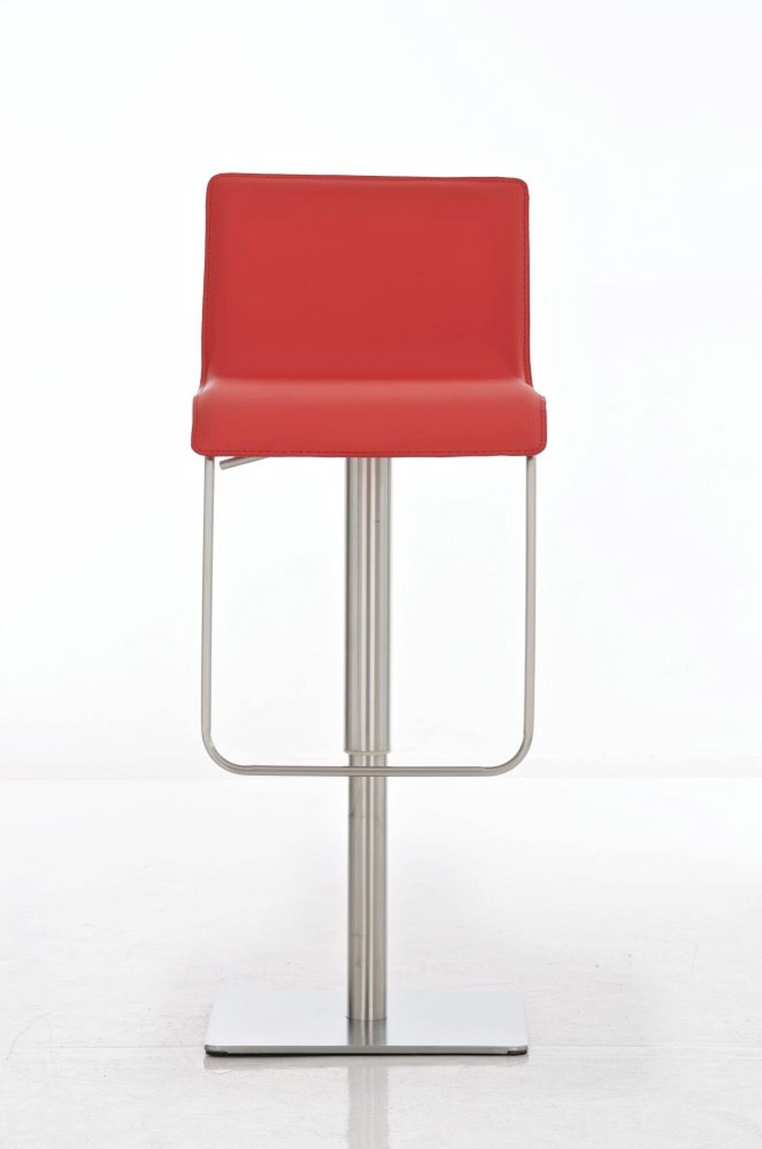 TPFLiving Barhocker Lima 360° drehbar (mit - Theke - für Kunstleder Rot Fußstütze Sitzfläche: Edelstahl Hocker Küche), - - & höhenverstellbar