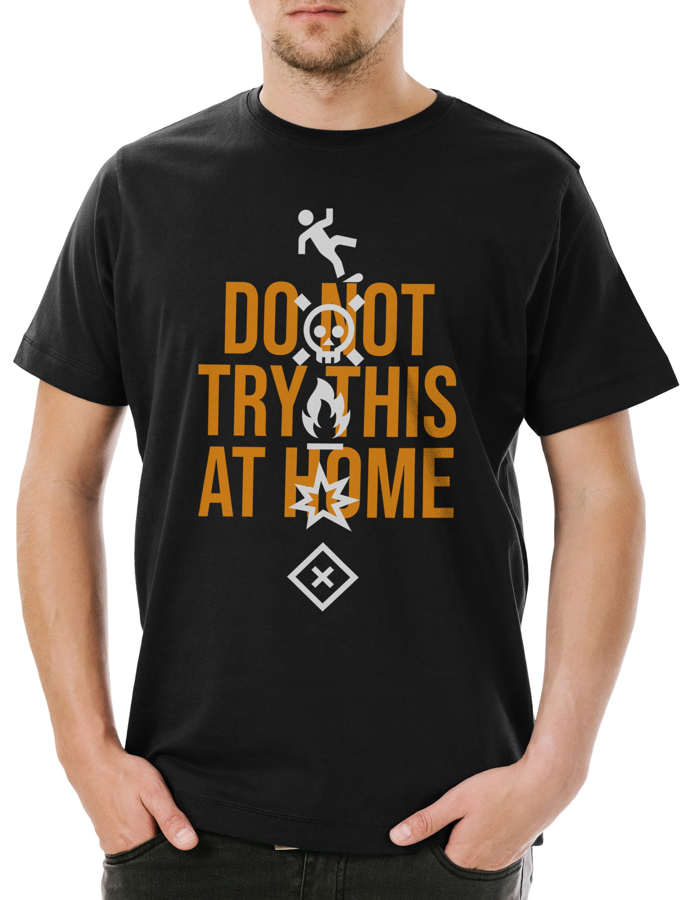 Print-Shirt Do Not Try This At Home I Herren T-Shirt Stunt Stuntman Lehrer