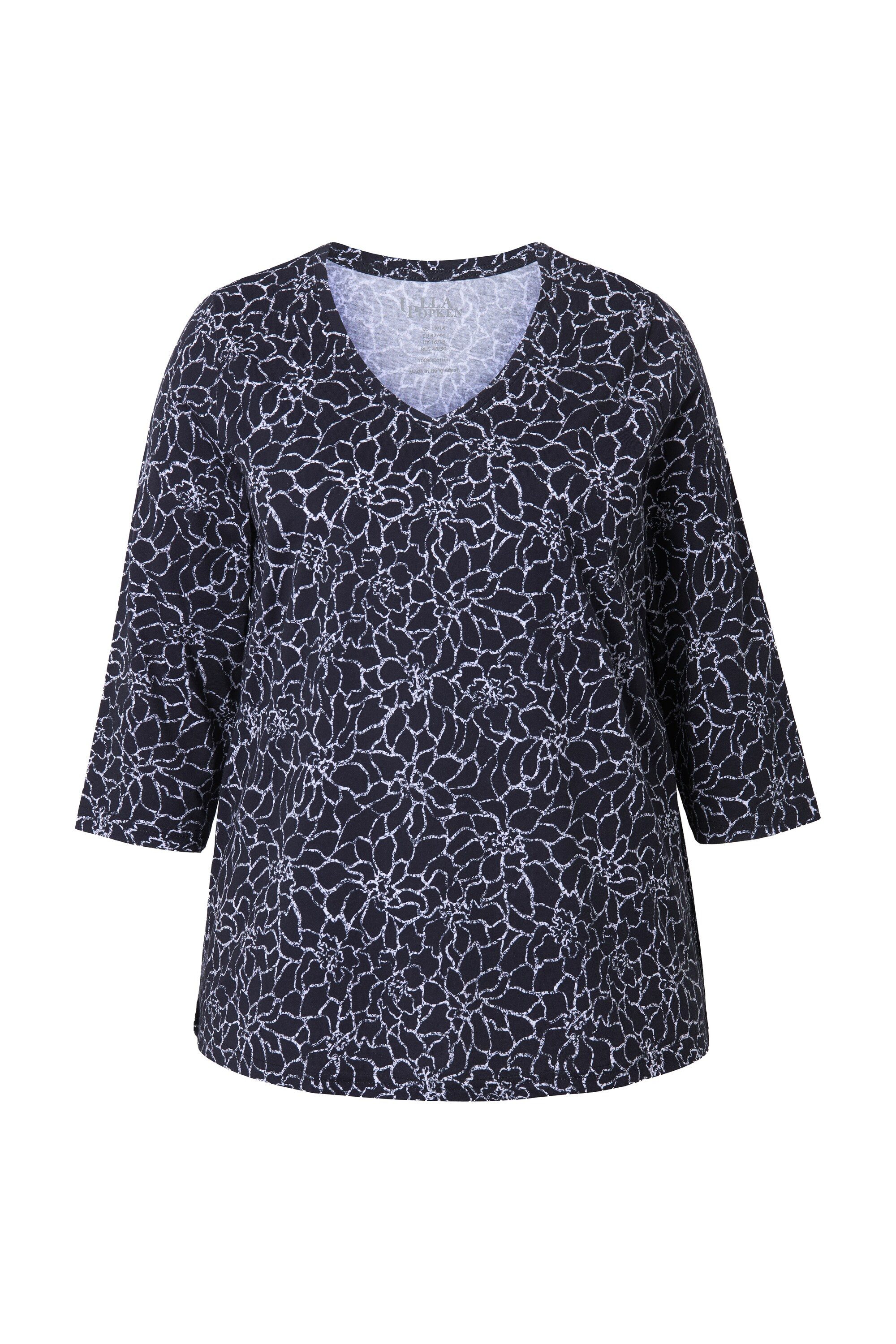 Ulla Popken Longshirt Longshirt A-Linie V-Ausschnitt günstig online kaufen