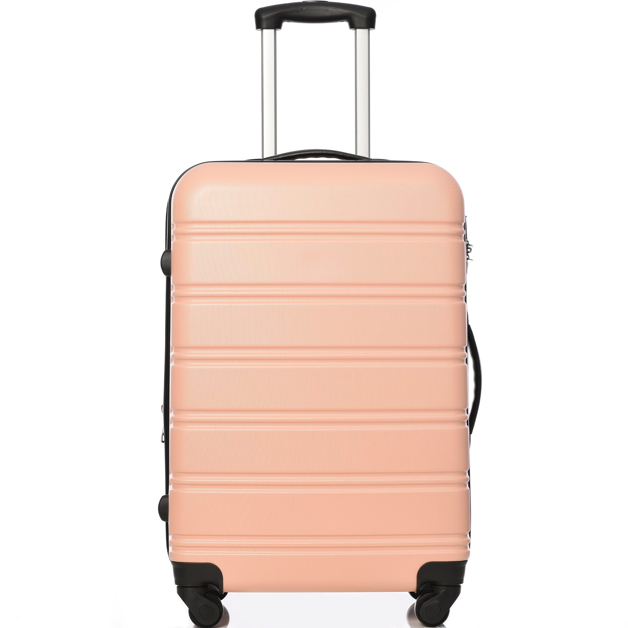 Rollen, Kunststoff Handgepäck Räder Universal- Reisekoffer, leises ABS-Material, Material-ABS 360° Stauraum Viel Rollkoffer, 4 REDOM Rosa Hartschalen-Trolley