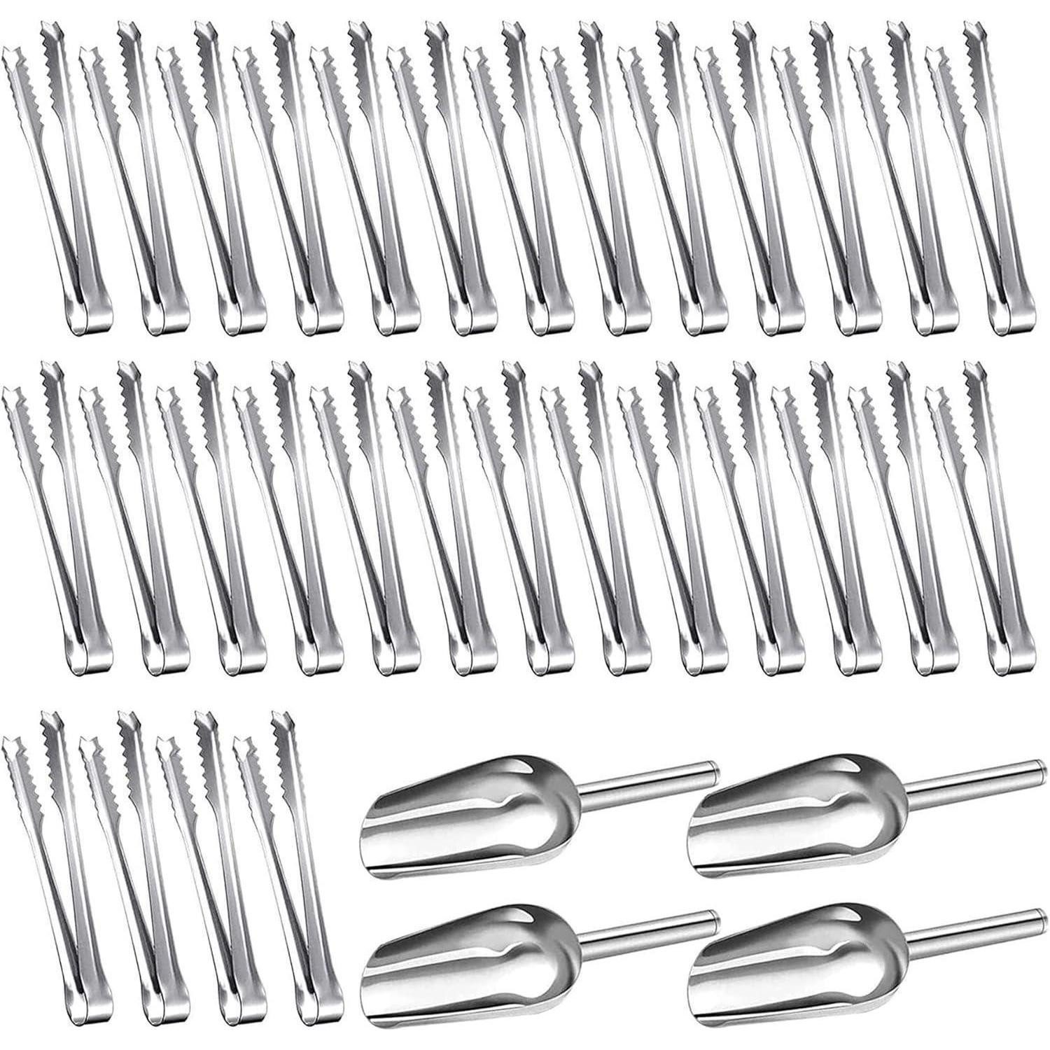 LuxusKollektion Zuckerzange Zuckerzange Edelstahl Set 30 Stück Eisschaufel Gebäckzange 30+4