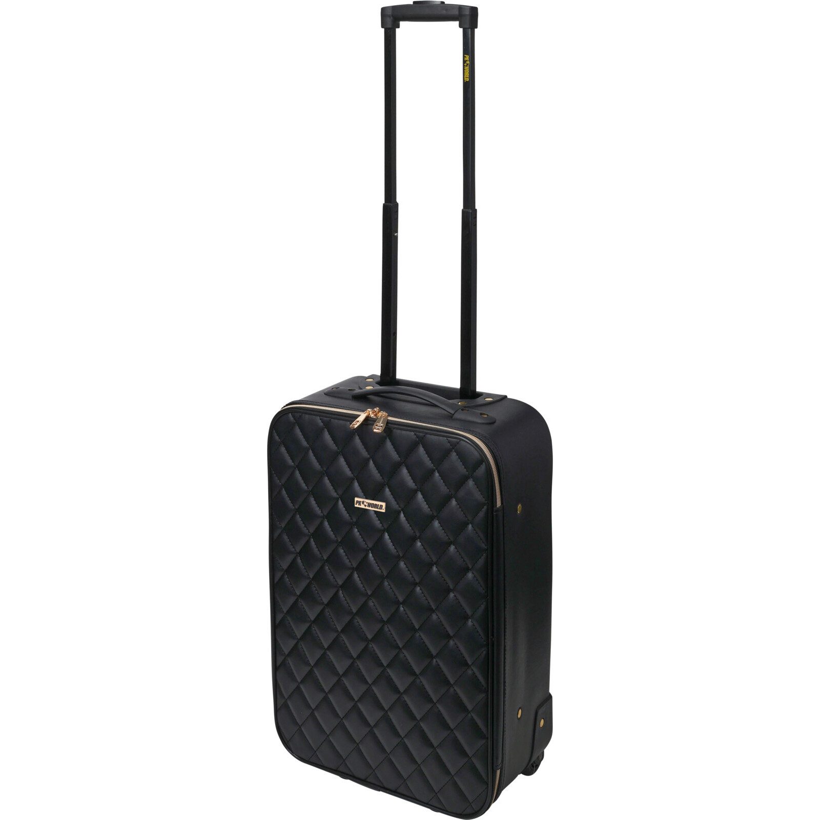 Koopman Trolley Reisekoffer Reisetrolley Rollkoffer Rolltrolley 35L 52x34x17cm, Steppmuster, Goldfarbende Akzente, Schwarz, Teleskopgriff