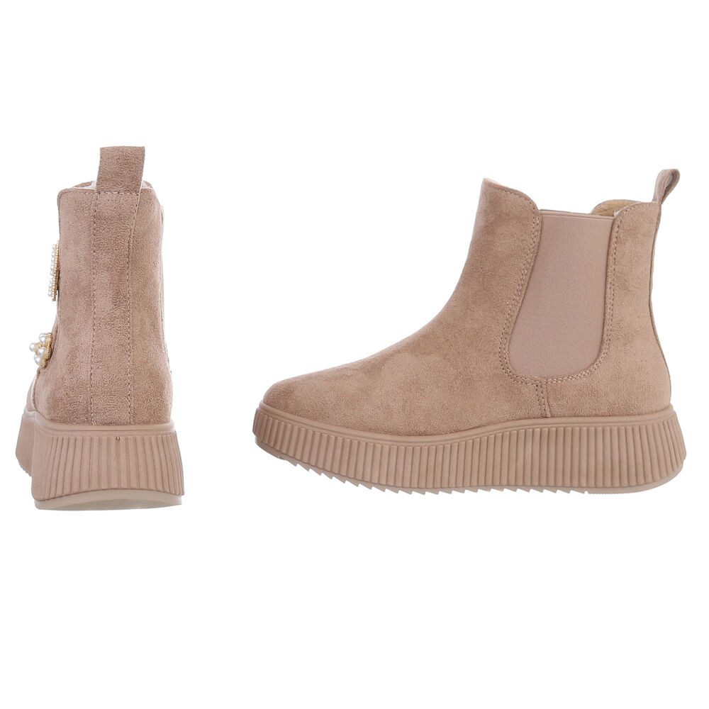 Ital-Design Eleganter Ankle-Boot mit Dekoration und hohem Tragekomfort Plateaustiefelette (90458003) Keilabsatz/Wedge Stiefeletten in Hellbraun – Bild 5 von 5