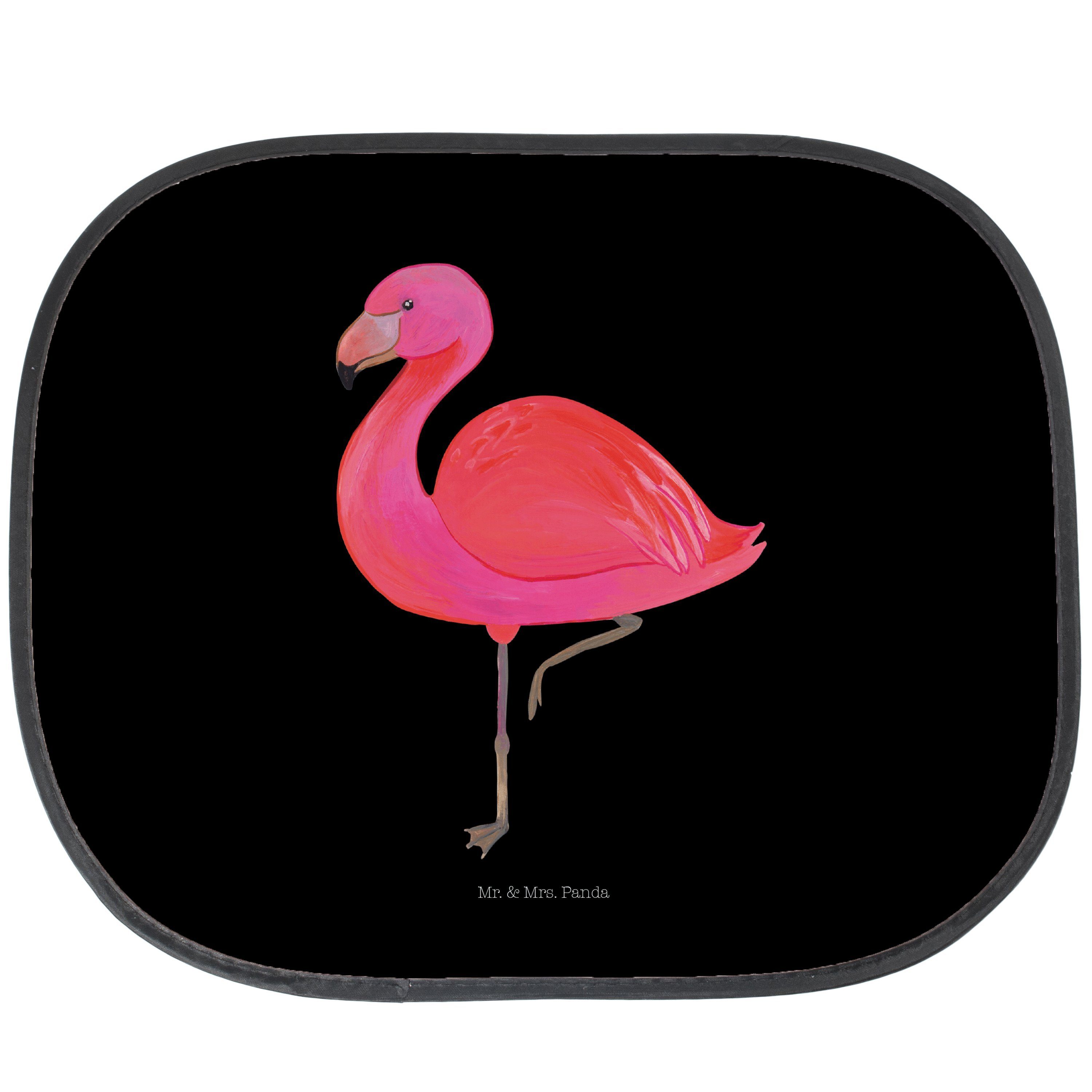 Sonnenschutz Flamingo classic - Schwarz - Geschenk, Auto Sonnenschutz, Außenseiter, Mr. & Mrs. Panda, Seidenmatt