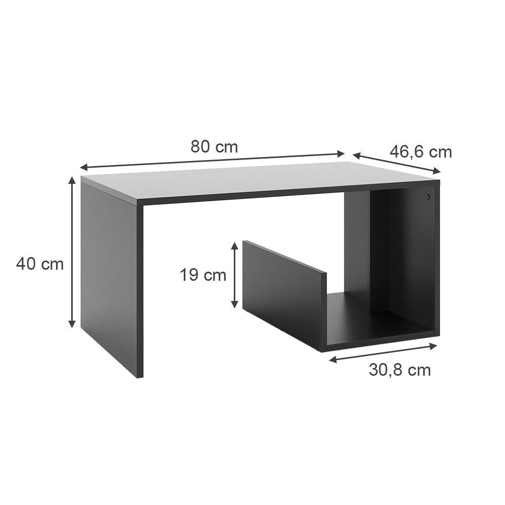 Vicco Couchtisch Lonar, Anthrazit, 80 x günstig online kaufen