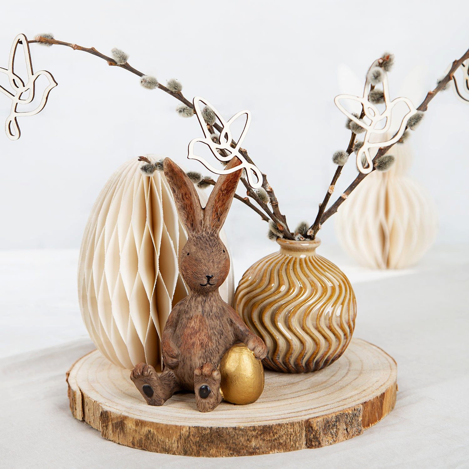 Logbuch-Verlag Dekofigur Osterei aus Papier beige zum Hinstellen Honeycomb günstig online kaufen