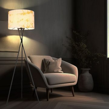etc-shop Stehlampe, Leuchtmittel nicht inklusive, Stehleuchte Wohnzimmerlampe weiß Fußschalter Metall schwarz D 62cm