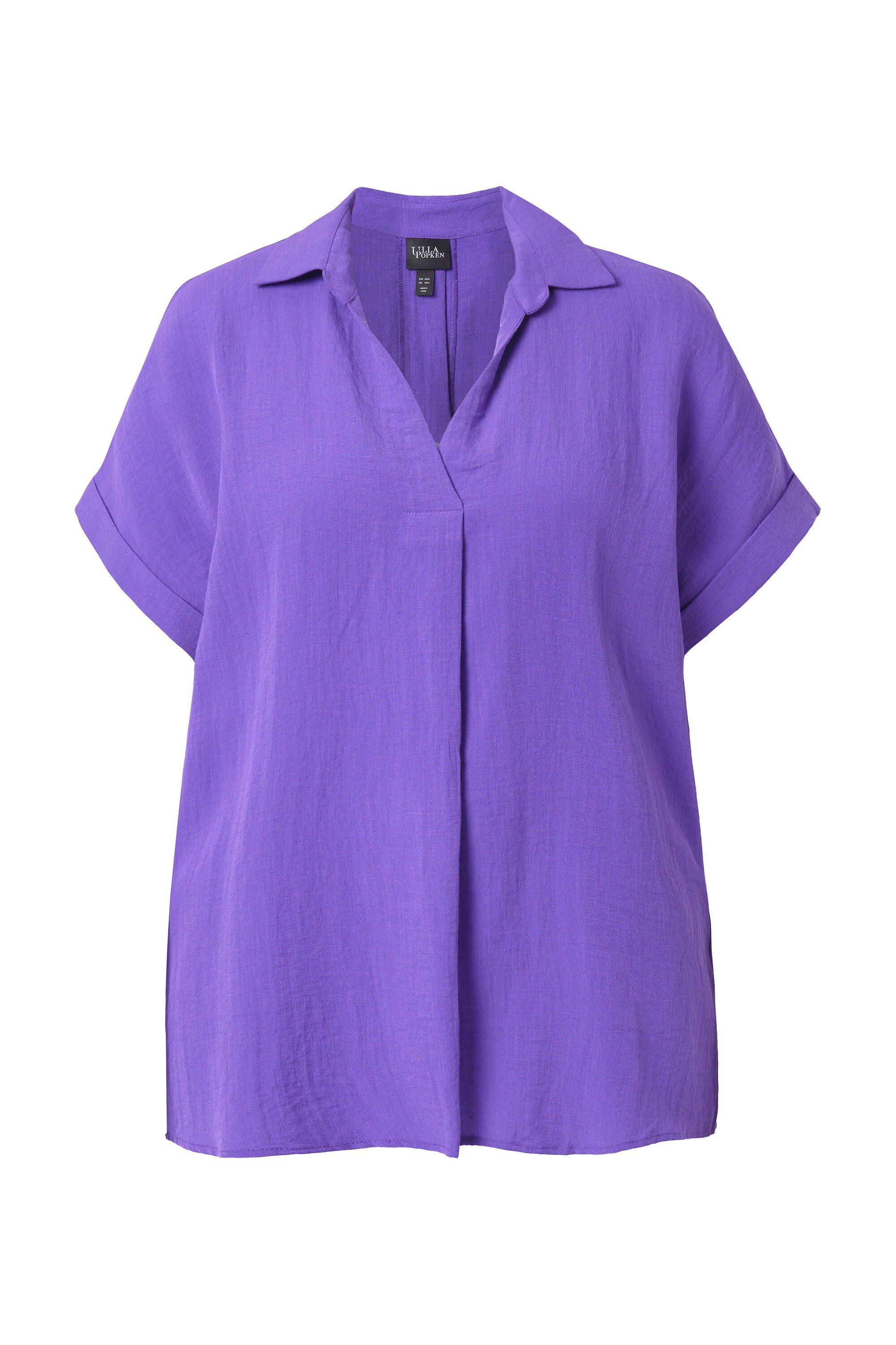 Ulla Popken Tunika Bluse Rücken-Knöpfe Oversized Zierfalte Halbarm