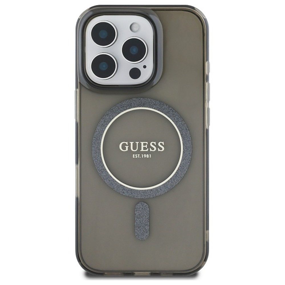 Guess Handyhülle Schutzhülle Magnethülle Smartphonehülle 6,9 Zoll, MagSafe-kompatibel, Glitzerring, stoßdämpfend