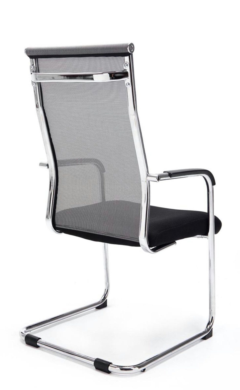 TPFLiving grau - Esszimmerstuhl Wohnzimmerstuhl, hochwertig Konferenzstuhl Sitzfläche Sitzfläche: mit Besucherstuhl Brent - Netzbezug gepolsterter (Küchenstuhl St), - - Gestell: Metall chrom 2