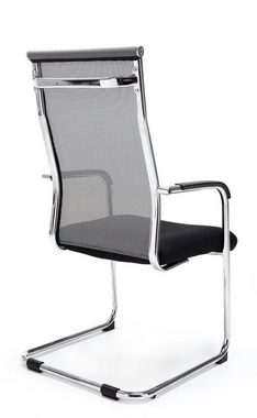 TPFLiving Besucherstuhl Brent mit hochwertig gepolsterter Sitzfläche - Konferenzstuhl (Küchenstuhl - Esszimmerstuhl - Wohnzimmerstuhl, 2 St), Gestell: Metall chrom - Sitzfläche: Netzbezug grau