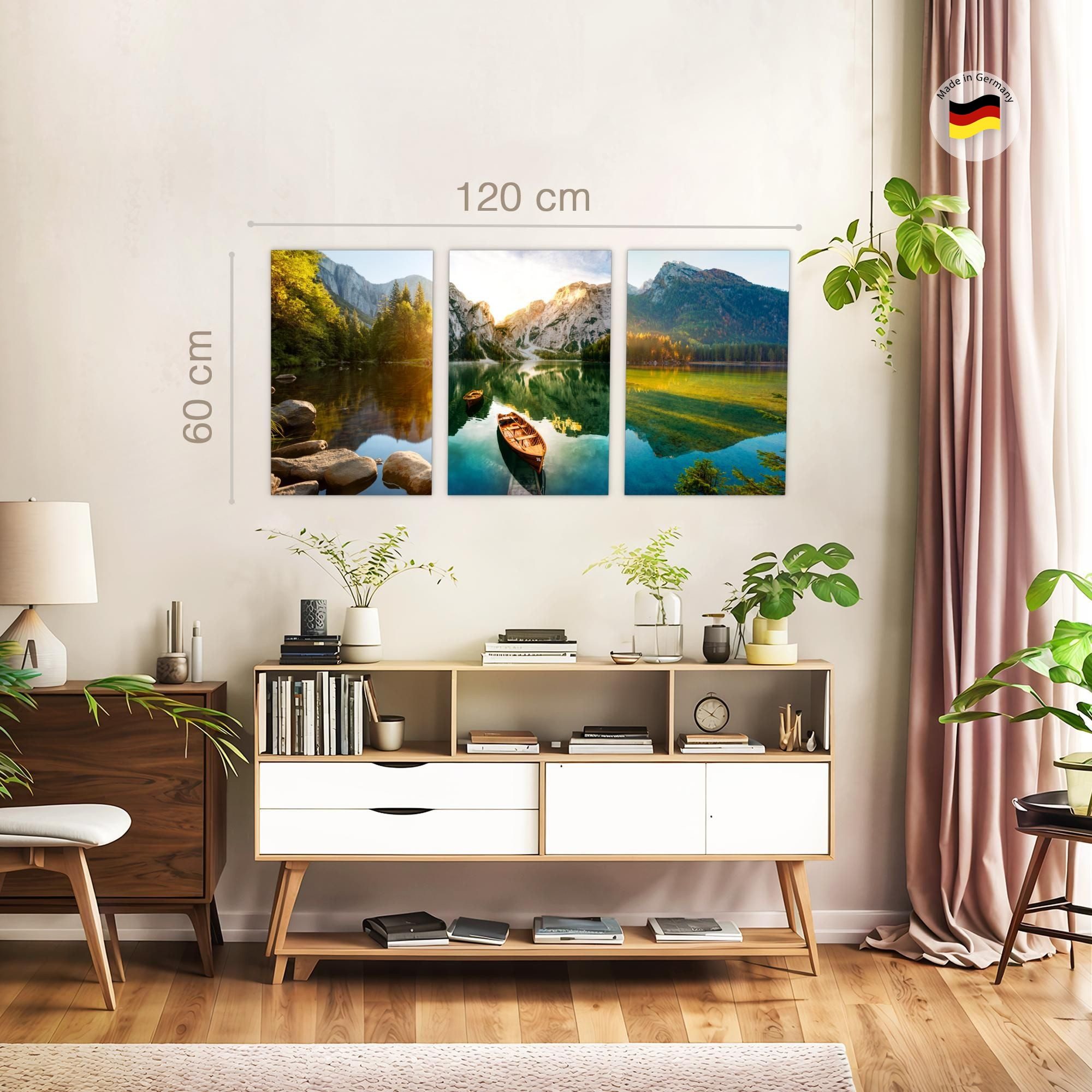 Novart Wandbild Bilder See Berge Landschaft AUFHÄNGFERTIG für Flur Deko Grün N030936b, 40 x 60 cm - 3 Bilder – Bild 3 von 5