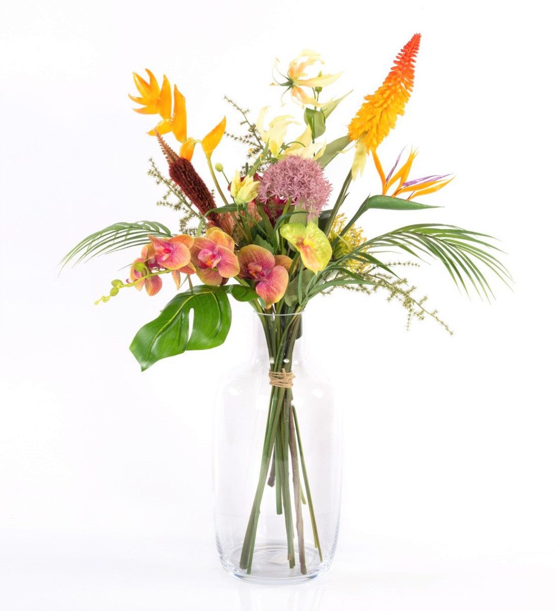 Kunstblumenstrauß Kunst Paradiesstrauß Ohana, Orchidee, Helikonie, bunt, 85cm, Ø50cm, artplants, Höhe 85.0 cm. € 111,00