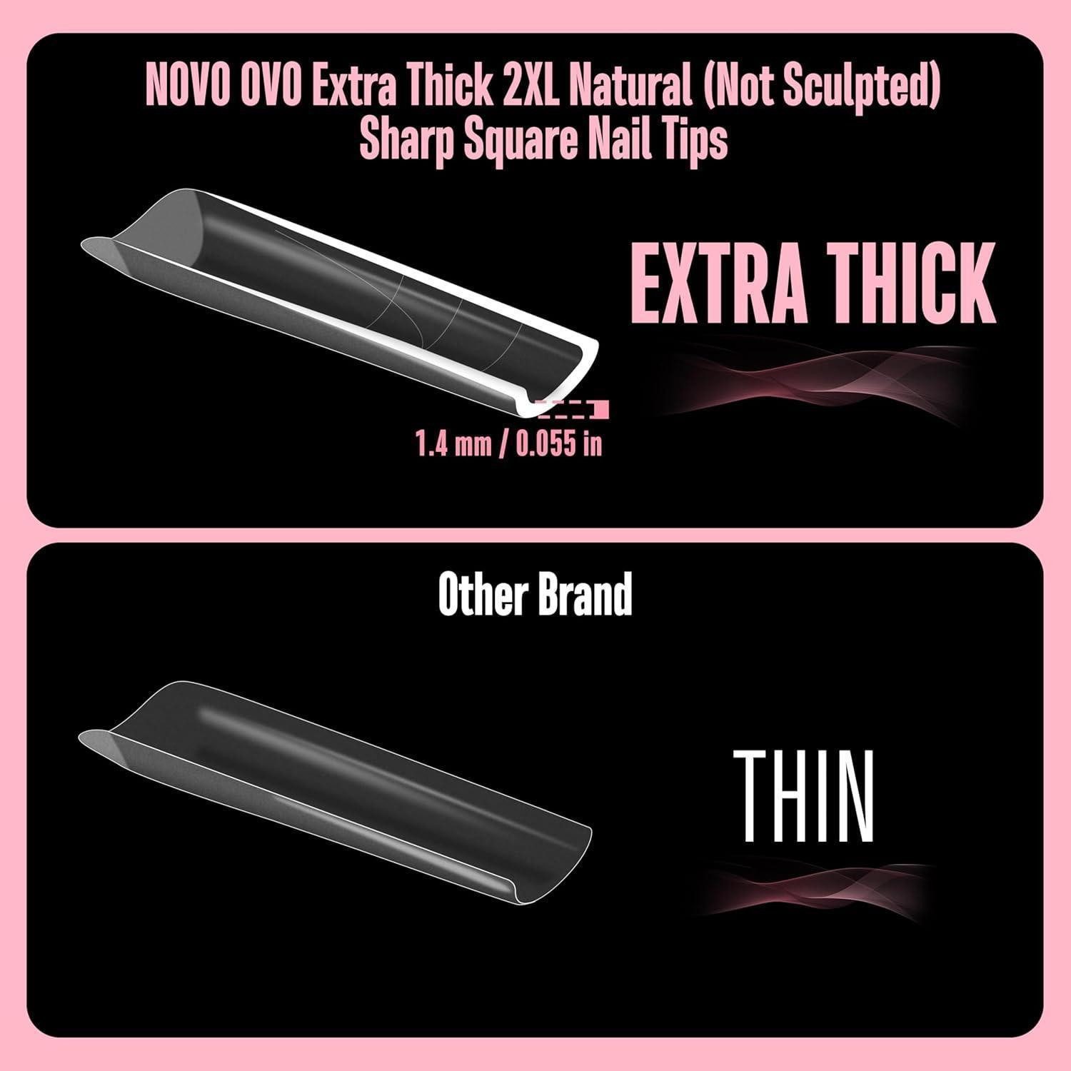 LuxusKollektion Kunstfingernägel Nagelspitzen XXL Shape Square Natural Nail Tips Extra Thick 240pcs EU – Bild 2 von 5
