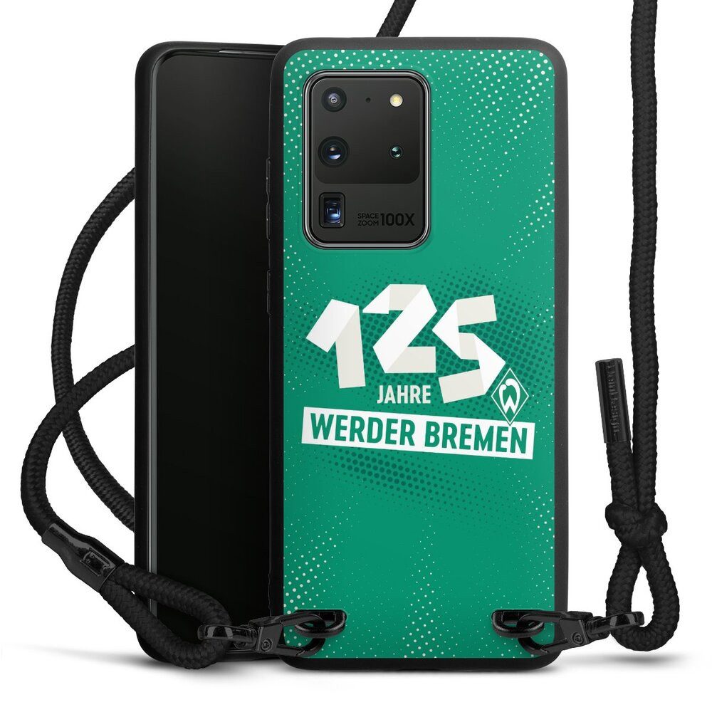 DeinDesign Handyhülle 125 Jahre Werder Bremen Offizielles Lizenzprodukt, Samsung Galaxy S20 Ultra Premium Handykette Hülle mit Band