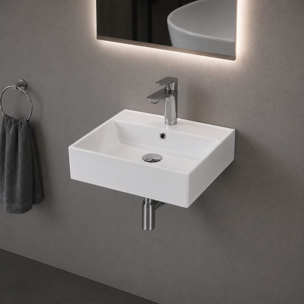 Aqua Bagno Waschbecken Keramik Waschtisch Gäste-WC, Aufsatz-, Möbel- Wandmontage 50 cm (1-St), Wand- oder Aufsatzmontage 50 cm